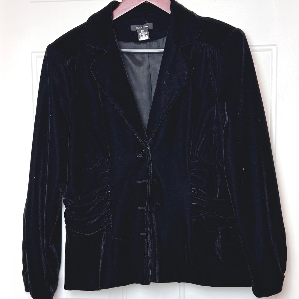 Susan Lewis Black Velvet Jacket Blazer, Ladies Size PXL